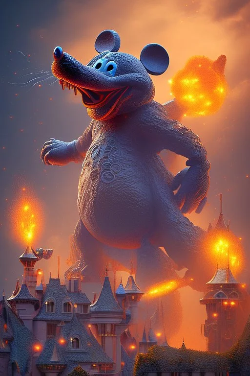 MICKEY MOUSE AS GODZILLA DESTROYING BUILDINGS IN SOUTH AFFRICA