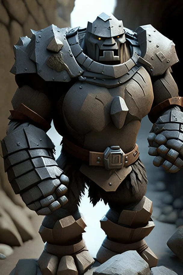 photo realistic stone golem bounty hunter