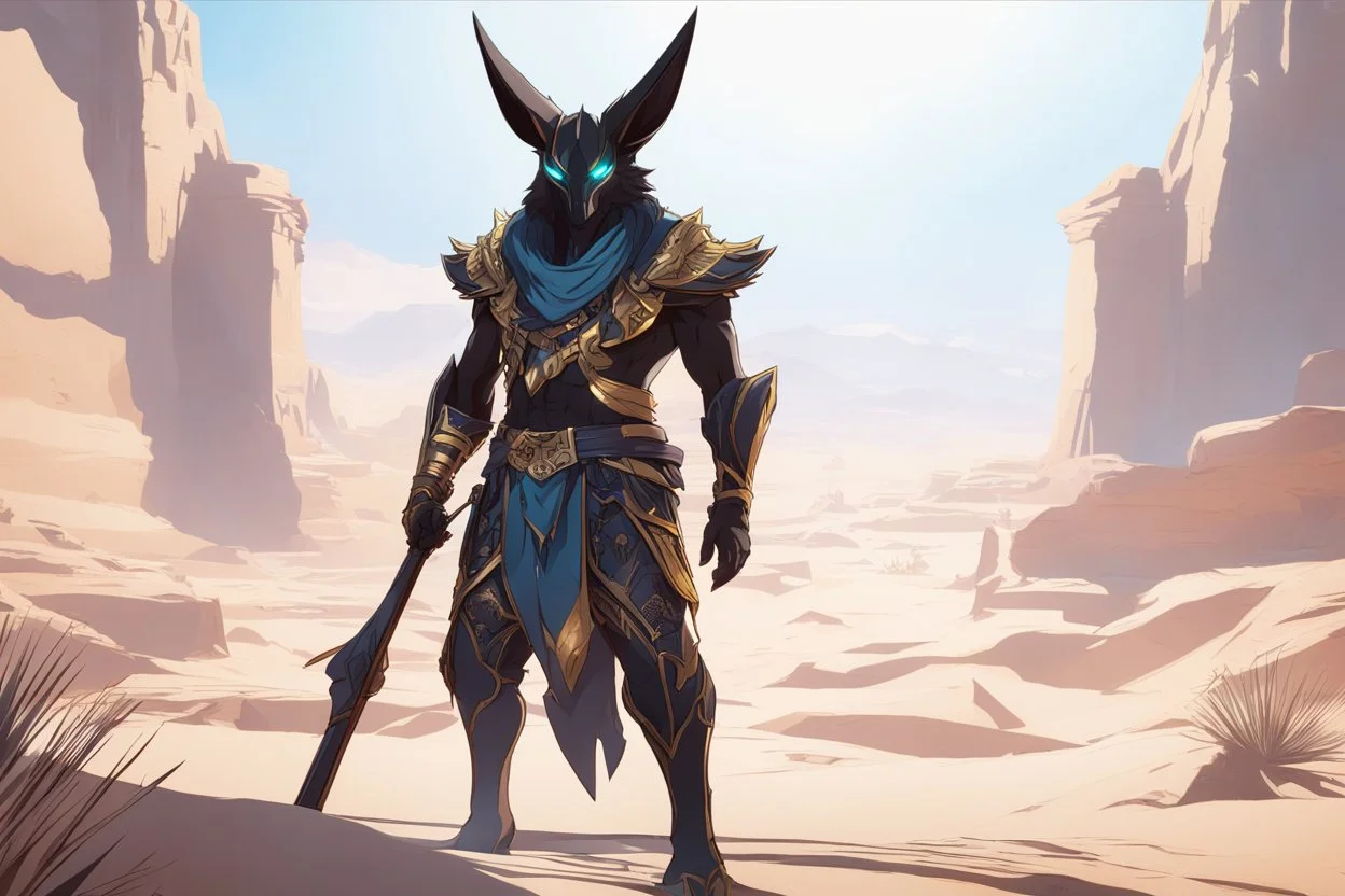 Assassin grendel in 8k solo leveling shadow artstyle, anubis them, neon effect, full body, Desert, intricate details, highly detailed, high details, detailed portrait, masterpiece,ultra detailed, ultra quality