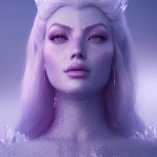 A portrait of a crystalised iced queen, atmospheric, realistic, unreal engine, cinematic lighting, octane render.