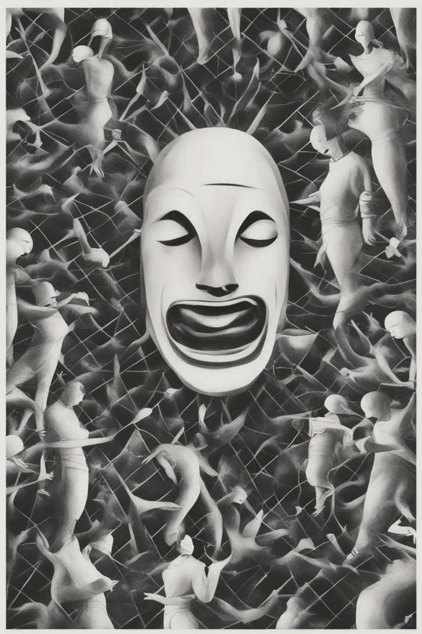 2 faceless person's laughing, surrealism