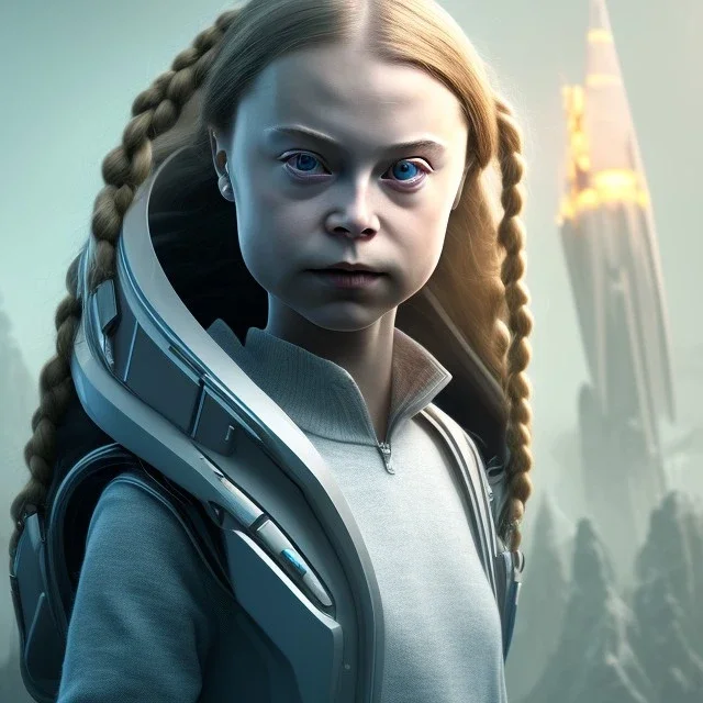  Greta Thunberg portrait octane render, Terran Empire