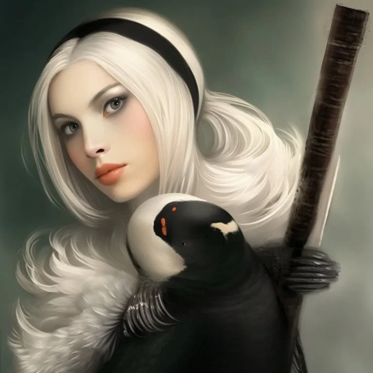 Beautiful female penguin warrior