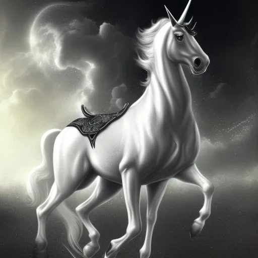 Picture of a white unicorn with spotted black