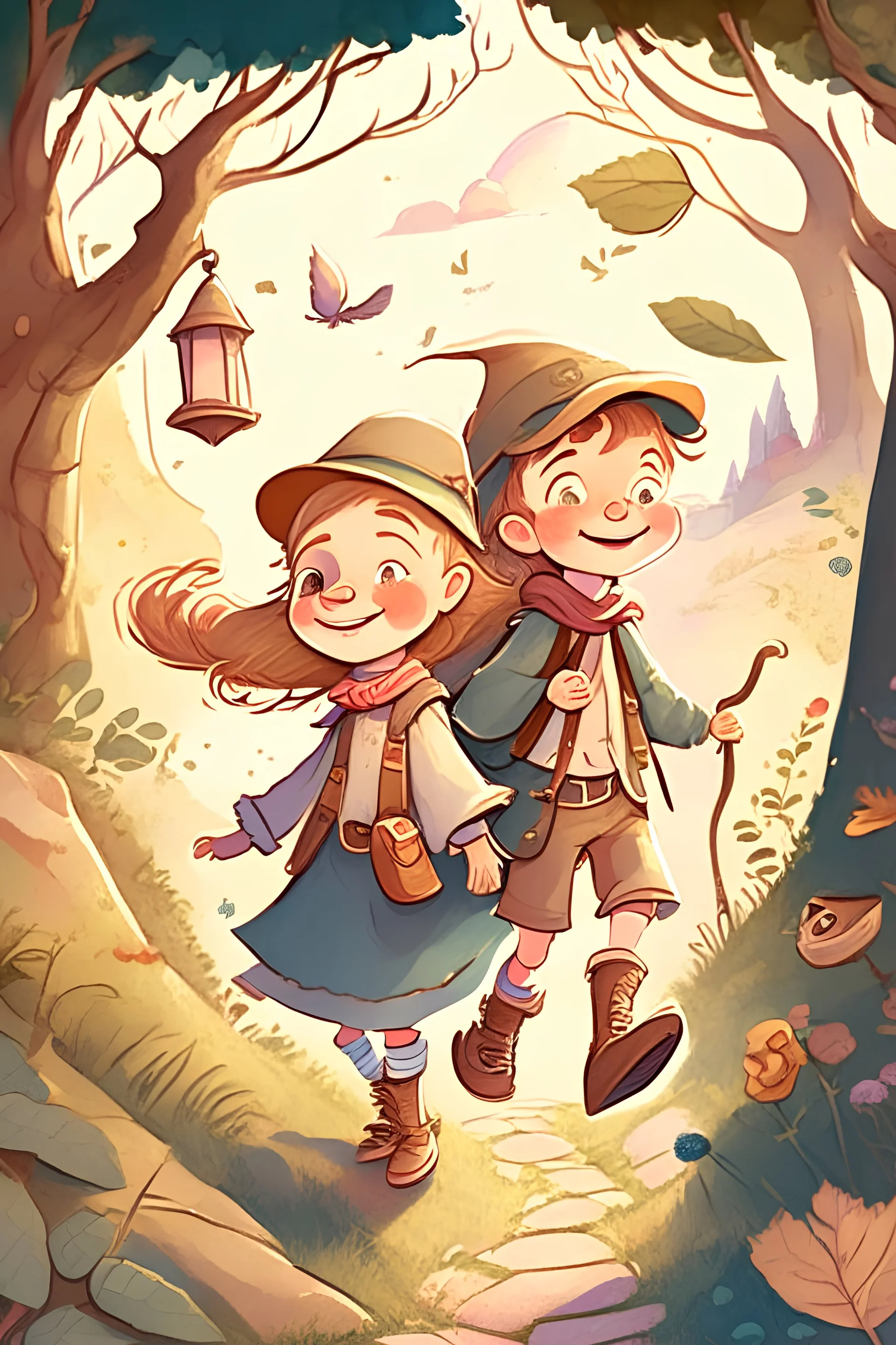 Illustration: Once upon a time, in a land full of laughter and magic, there were two best friends (a boy and his much older sister). They loved to explore and go on exciting adventures together.