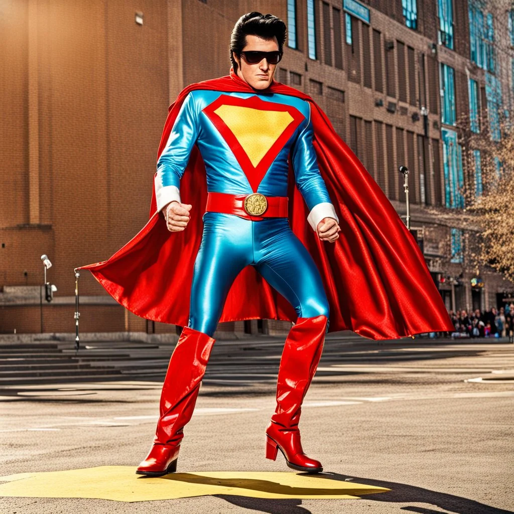 A superhero is also an Elvis impersonator.