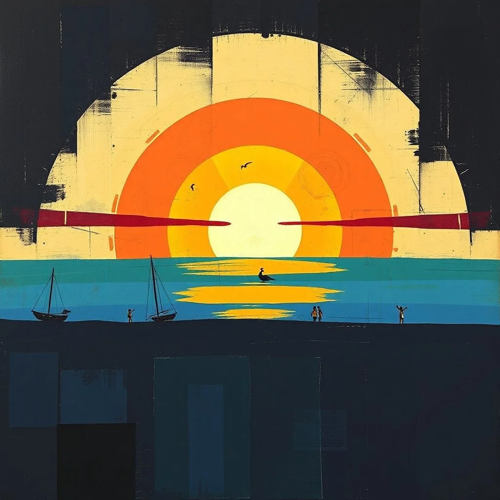 beach sunset, by VS Gaitonde, abstract geometric art