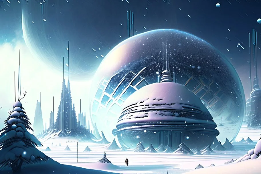 Winter World, Futuristic City, Blizzard, Glass Dome, Distant Alien Planets, Snowy