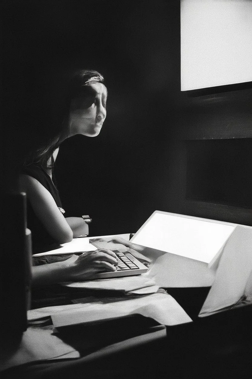 solana king liquidation flush shadow face in a dark room looking at computer oracle of delphi seeing the future in the style of surrealism black and white