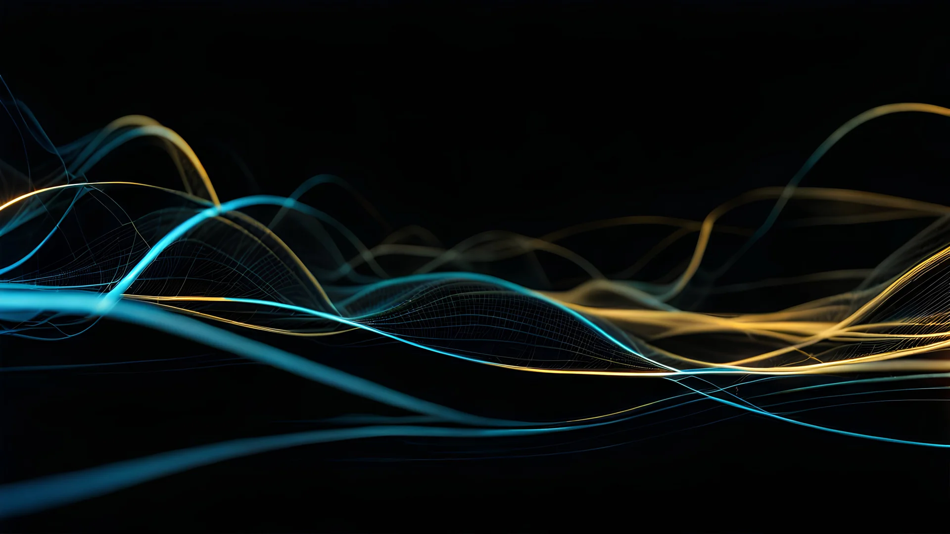 blue and teal and yellow Abstract wave neuron network, background, futuristic particle energy flowing with glowing neon path lines, connection network, nano technology circuit lines concept, lots of negative space, digital fantastic wallpaper, 8k, (high detailed 10.5), uhd, dslr, soft lighting, (high quality 10.5), film grain, Fujifilm XT3