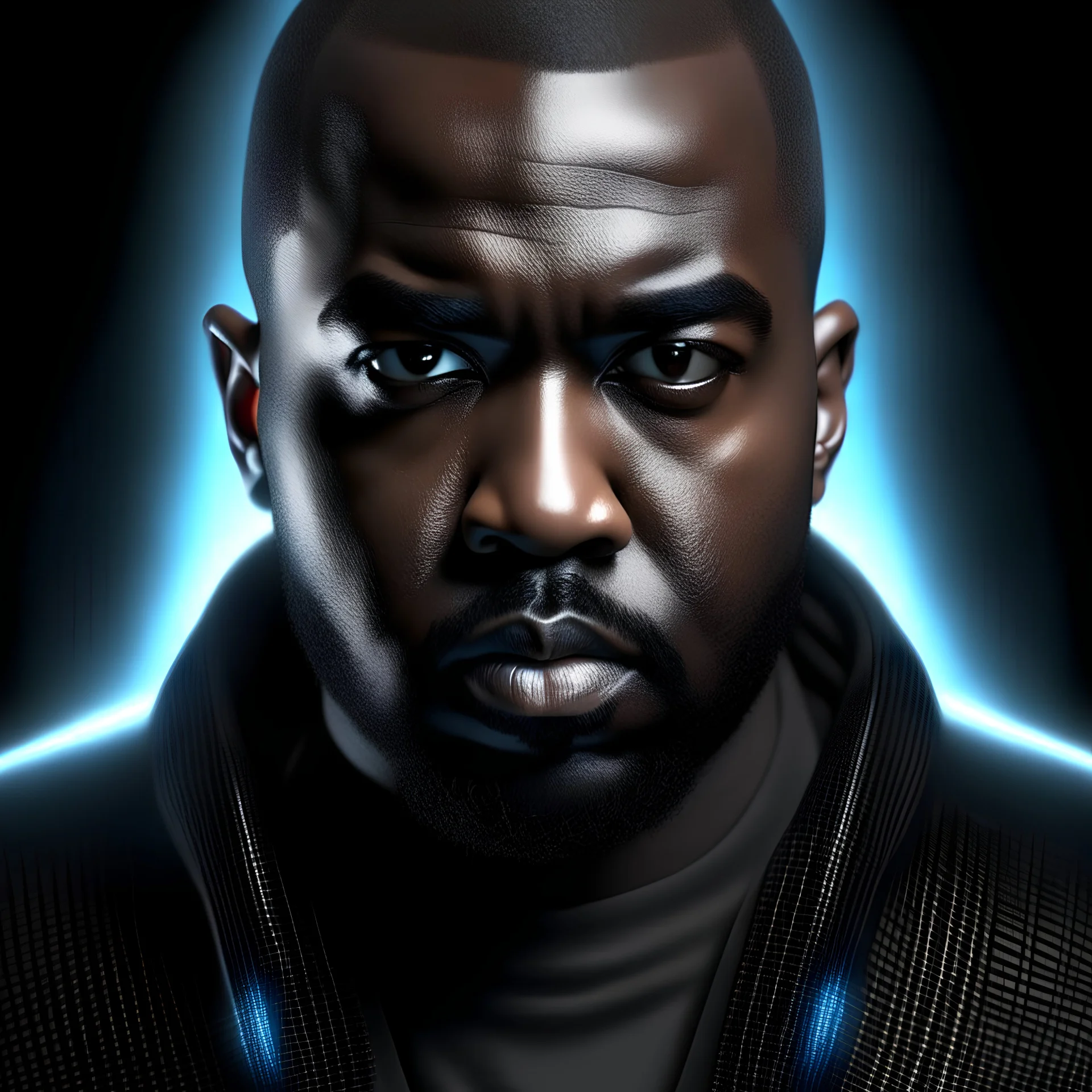 robot kanye west, hdr, 8k, studio portrait, high resolution, high level of detail, futuristic, beautiful lighting