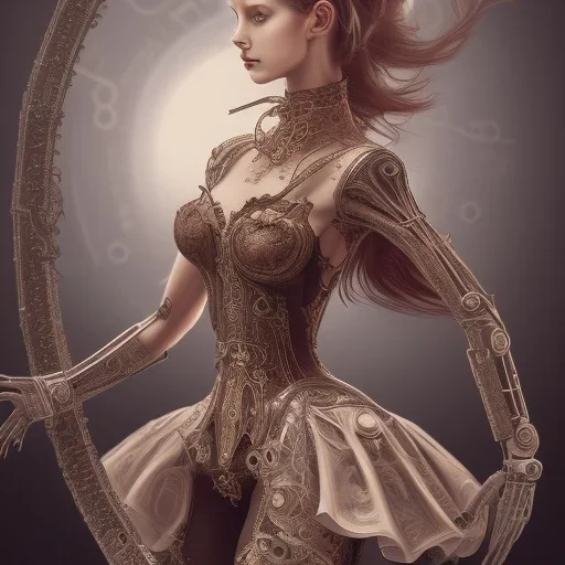 Biomechanical steampunk bailarina