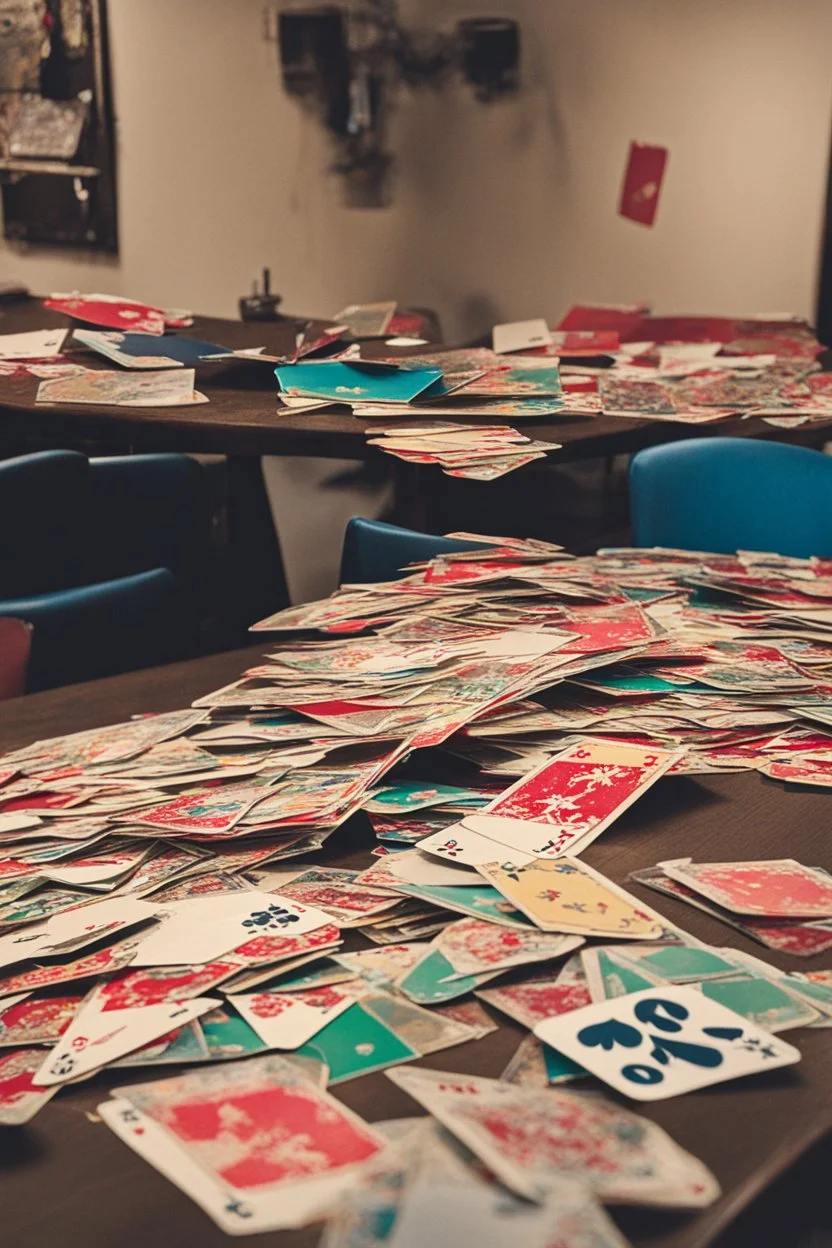 The table where they pulled cards was now upside down.