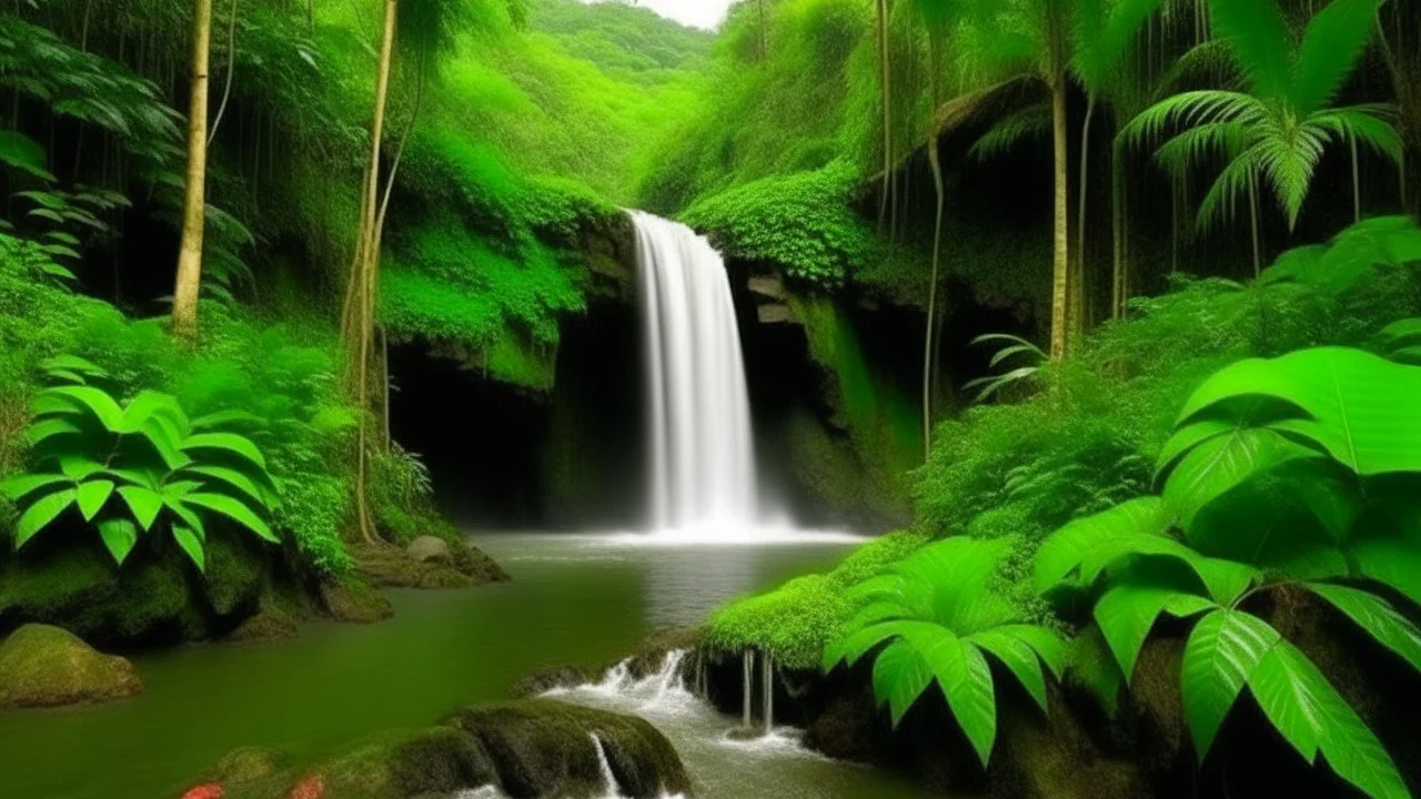 jungle.water fall.