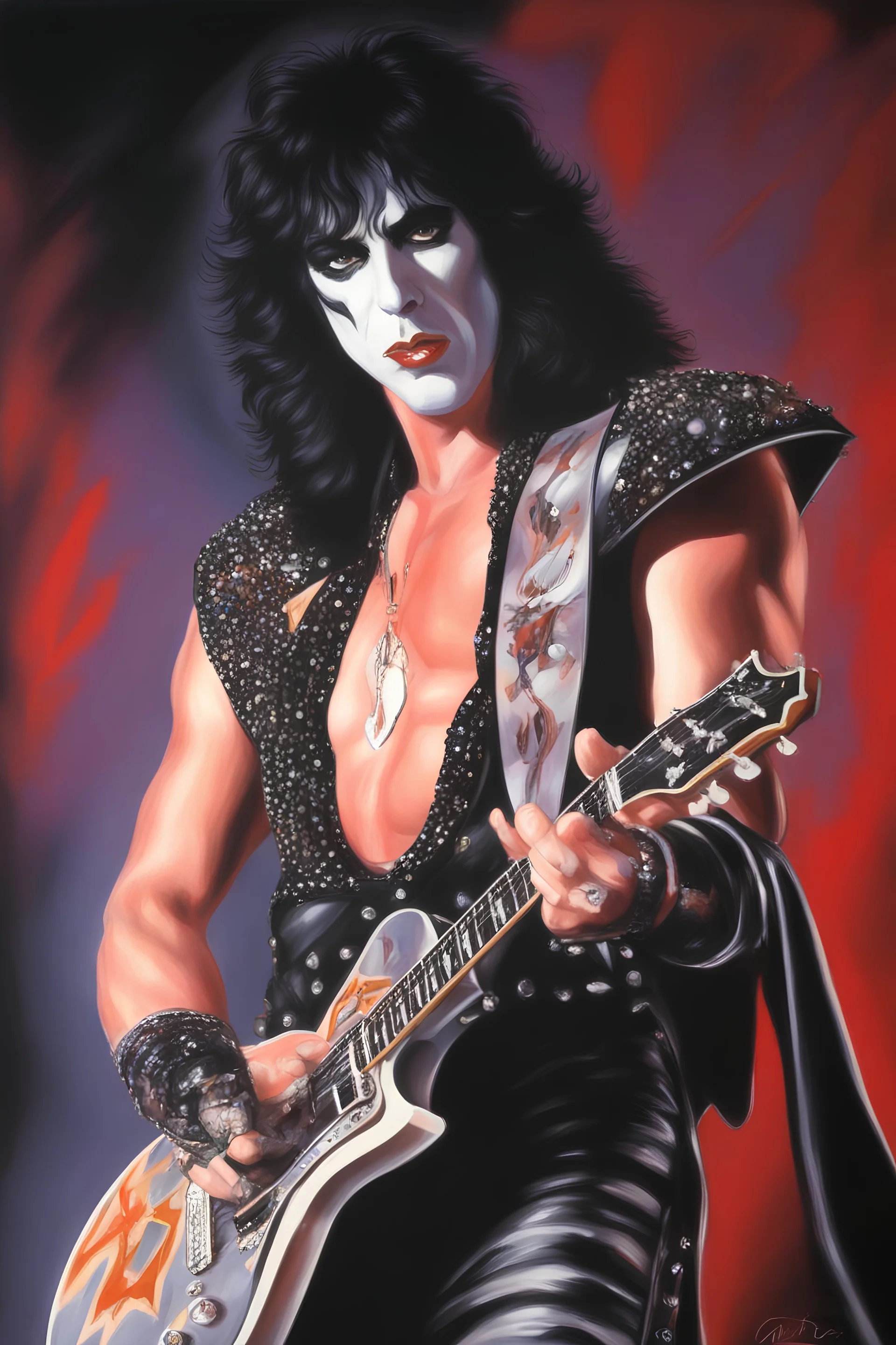 paul stanley full color oil painting art by Alex Ross