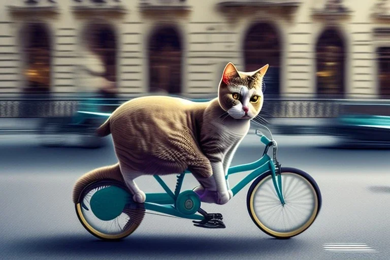 Cat riding on a bike in Vienna. Perfect iris, blablabla