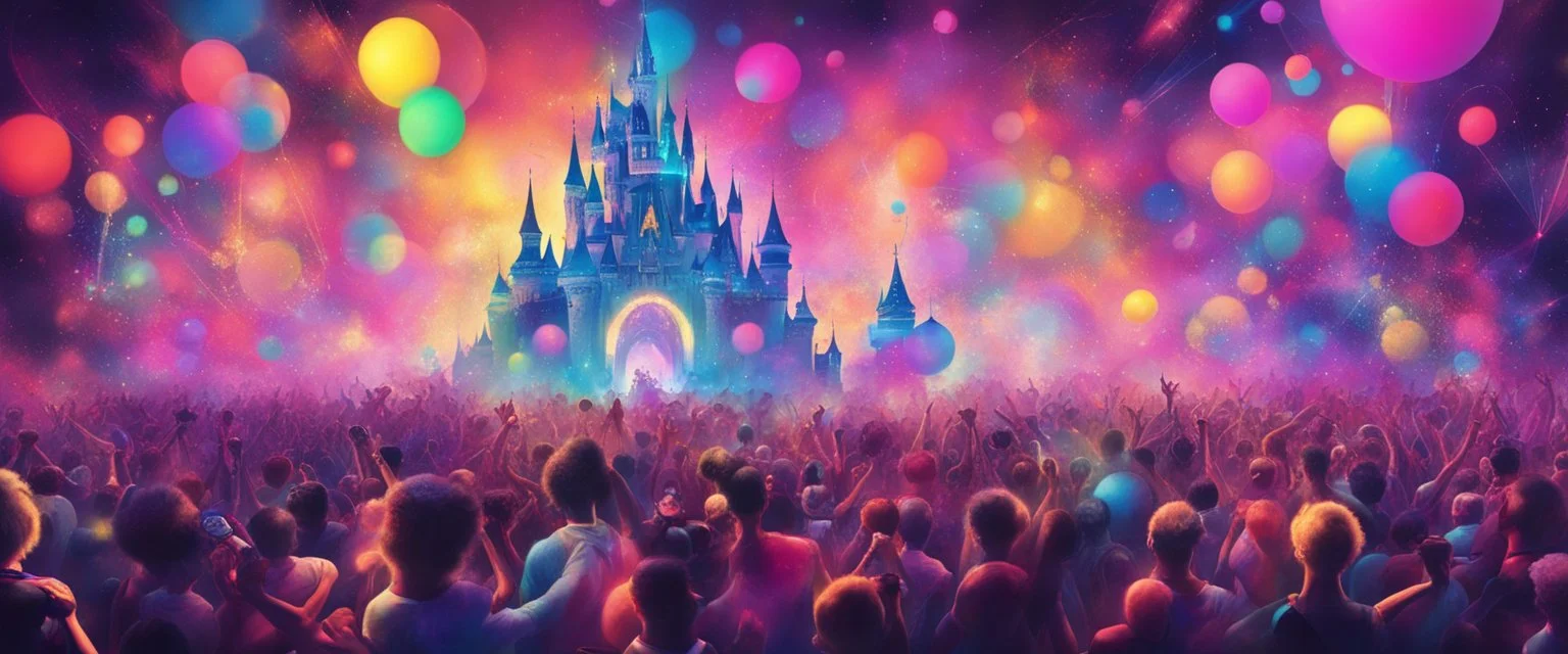 nostalgic Blast from the Past rave party cheerfull disney abstract