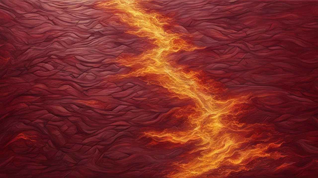 Hyper Realistic Maroon-Path-Texture on Golden-oil-paint-background with burning-embers on it