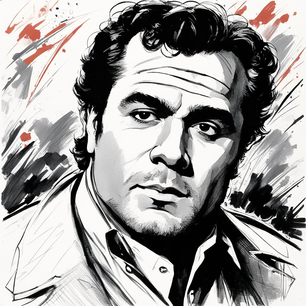 an illustration for the comic "Marlon Brando as Rio in One-Eyed Jacks" by Jean-Paul Riopelle