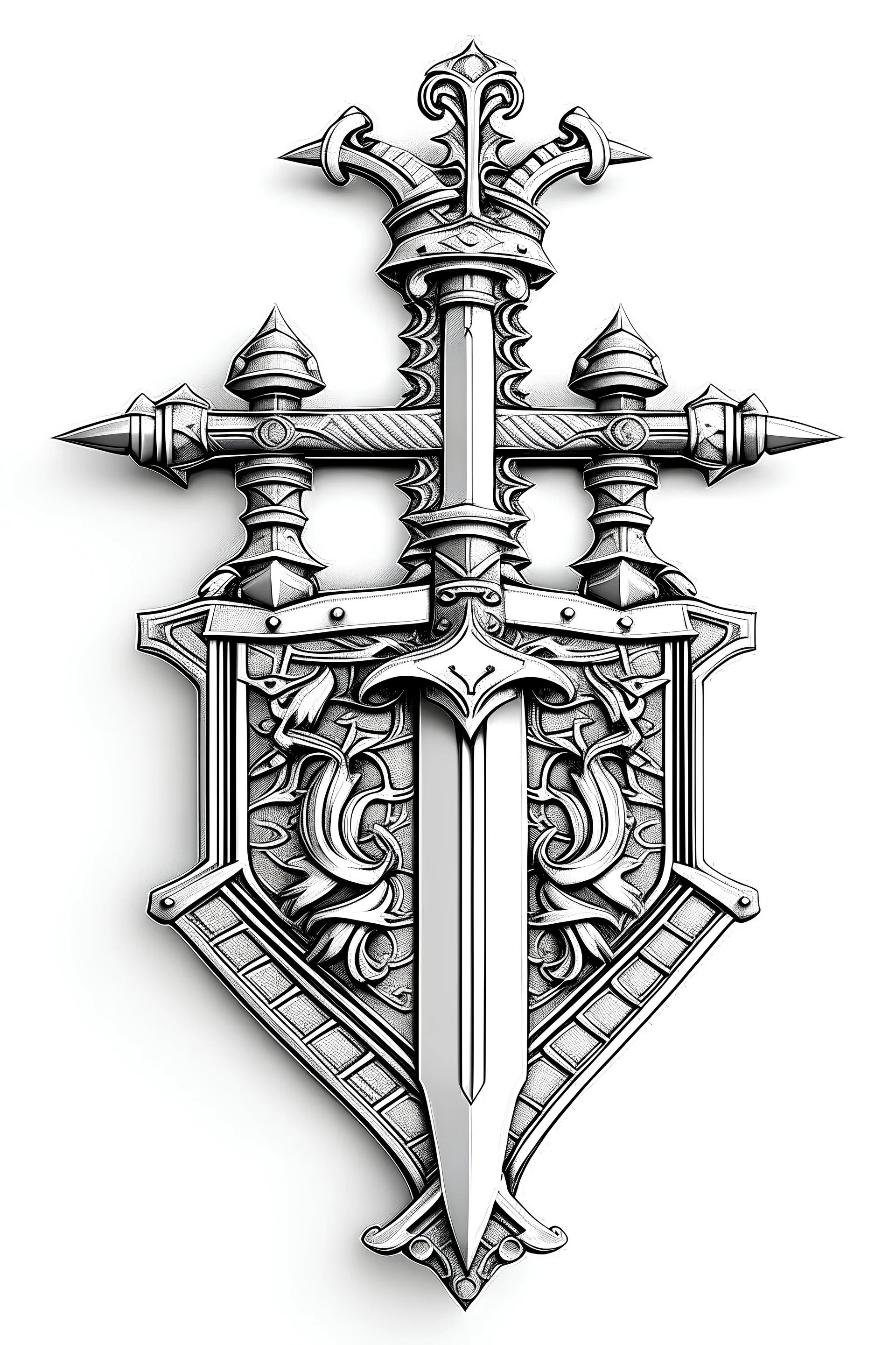 coat of arms, dagger, white background