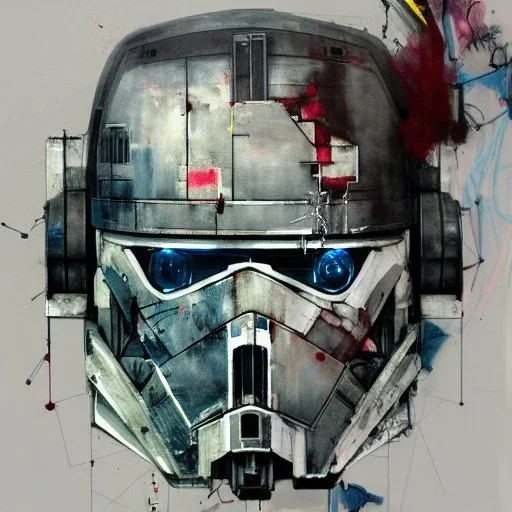 photorealistic at-at pilot helmet with weathered painting , illustration on coarse canvas by <agnes cecile> and <Yoji Shinkawa>, ornate and intricate details , soft smooth lighting, ultra detailed concept art,