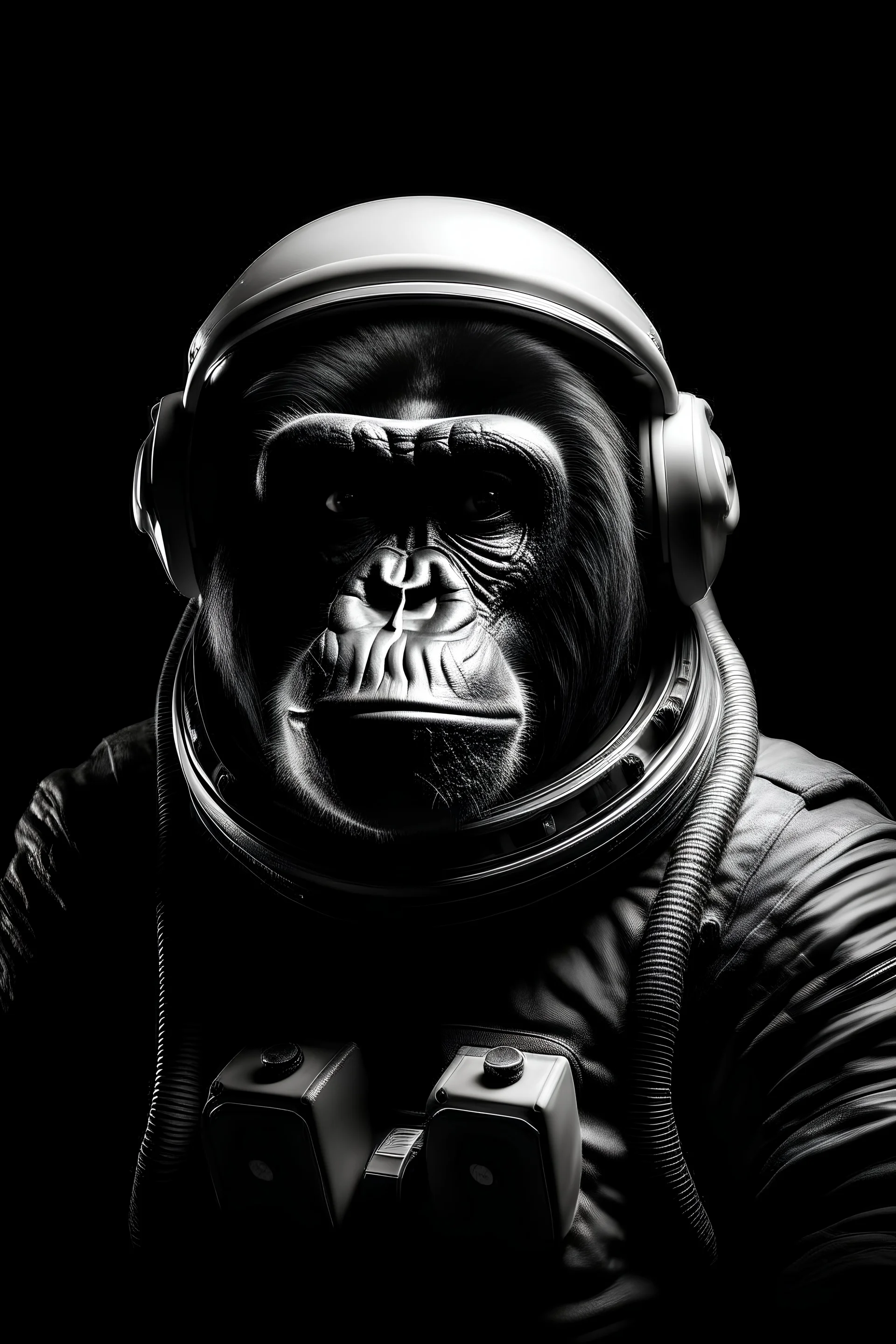 gorille en astronaute sur un fond noir