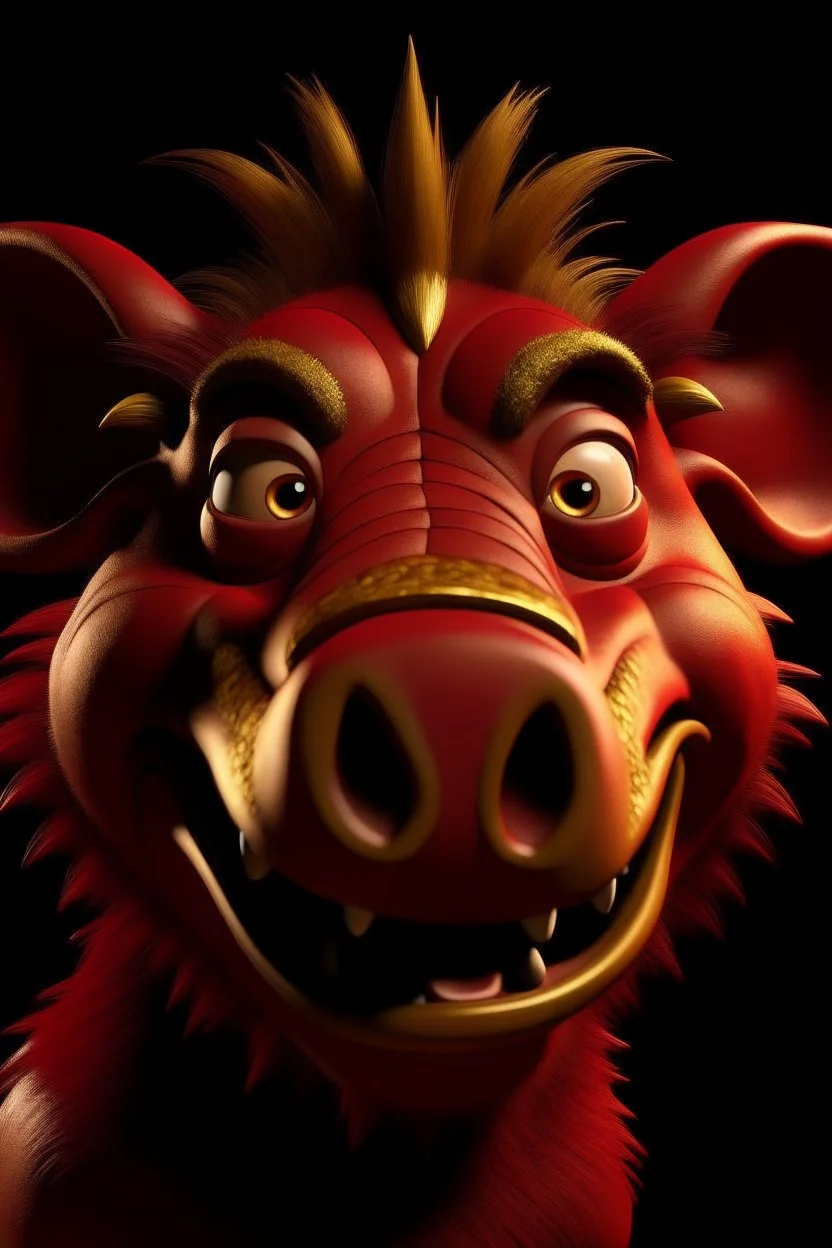 Pumbaa from the lion king with fangs in gold