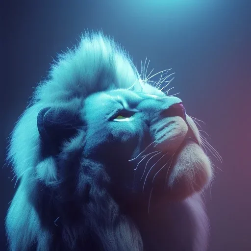 DJ, lion, unreal 5, octane render, cinema4d, redshift render, hyper realistic, cenematic, vibrancy, synthwave, retouch, centered, dynamic lighting, dramatic lighting, 4k, highly detailed, attractive beautiful, realistic, epic composition, holographic,