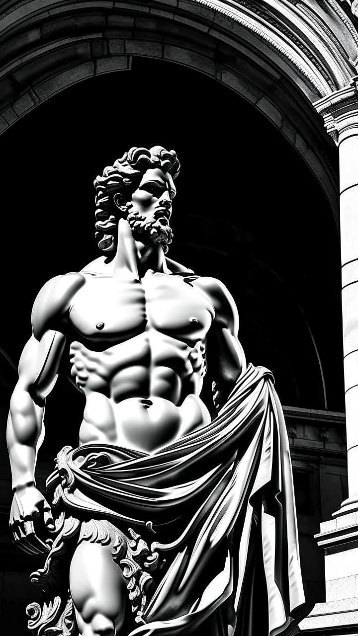 Prometheus Statue black and white