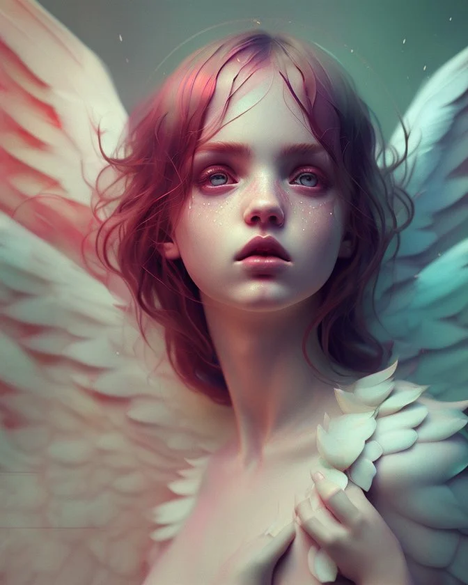 angel painting in the style of marta bevacqua, violent, high delicate defined details, beautiful, atmospheric, rain, matte, 3 d 8 k octane rendered, sharp focus, illustration, holographic undertones, high detail, ultra realistic, highly saturated colors