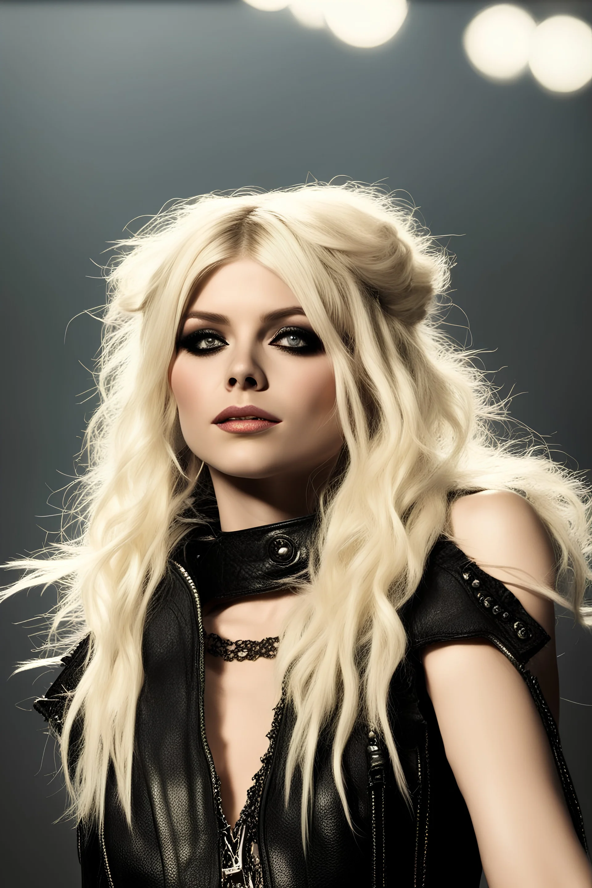 Amazingly Stunningly detailed, ultra Realistic photography of presenter Holly Willoughby cosplaying as singer Taylor Momsen wearing one of Taylor's stage outfits with Taylor's hairstyle and make up, with The Pretty Reckless band instead of singer Taylor Momsen, highly detailed, full body, soft lighting, ultra realistic, maximum realism,Amazingly Stunningly detailed,