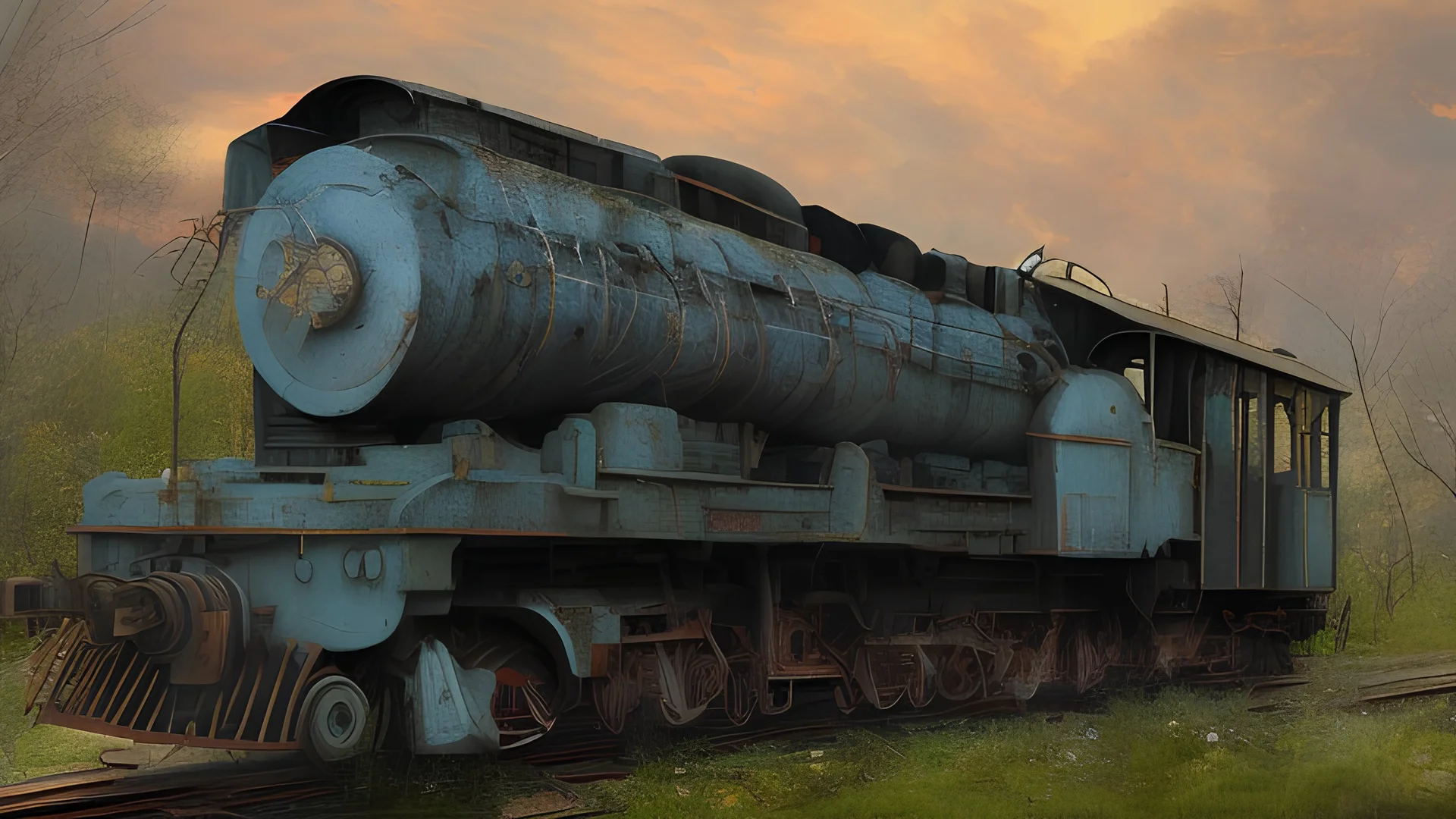 Abandoned old station locomotive