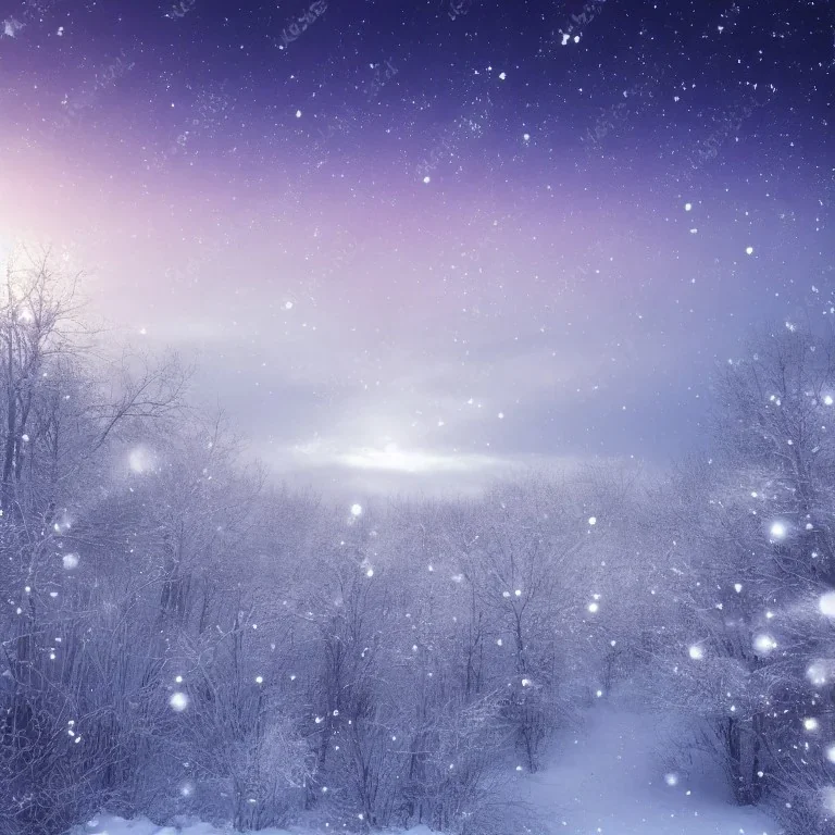 winter landscape, crystal, stars, dreamlike