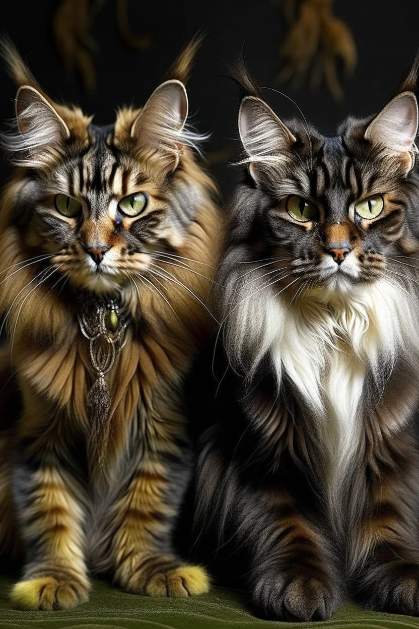 Spynx cat and maine coon