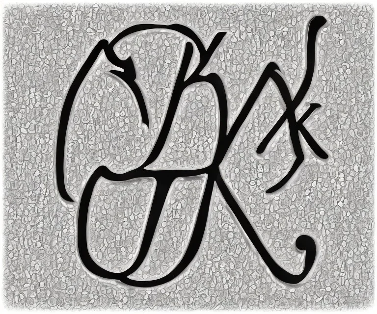 decorative letter K and K as an initial sketch black and white