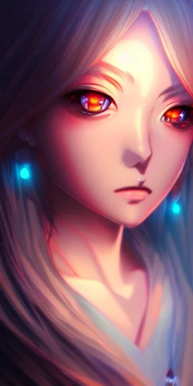 Anime girl, tyndall effect, highly detailed, digital painting, fantasy painting, deviantart artstation, cinematic lighting, charming eyes 3D 16k UHD