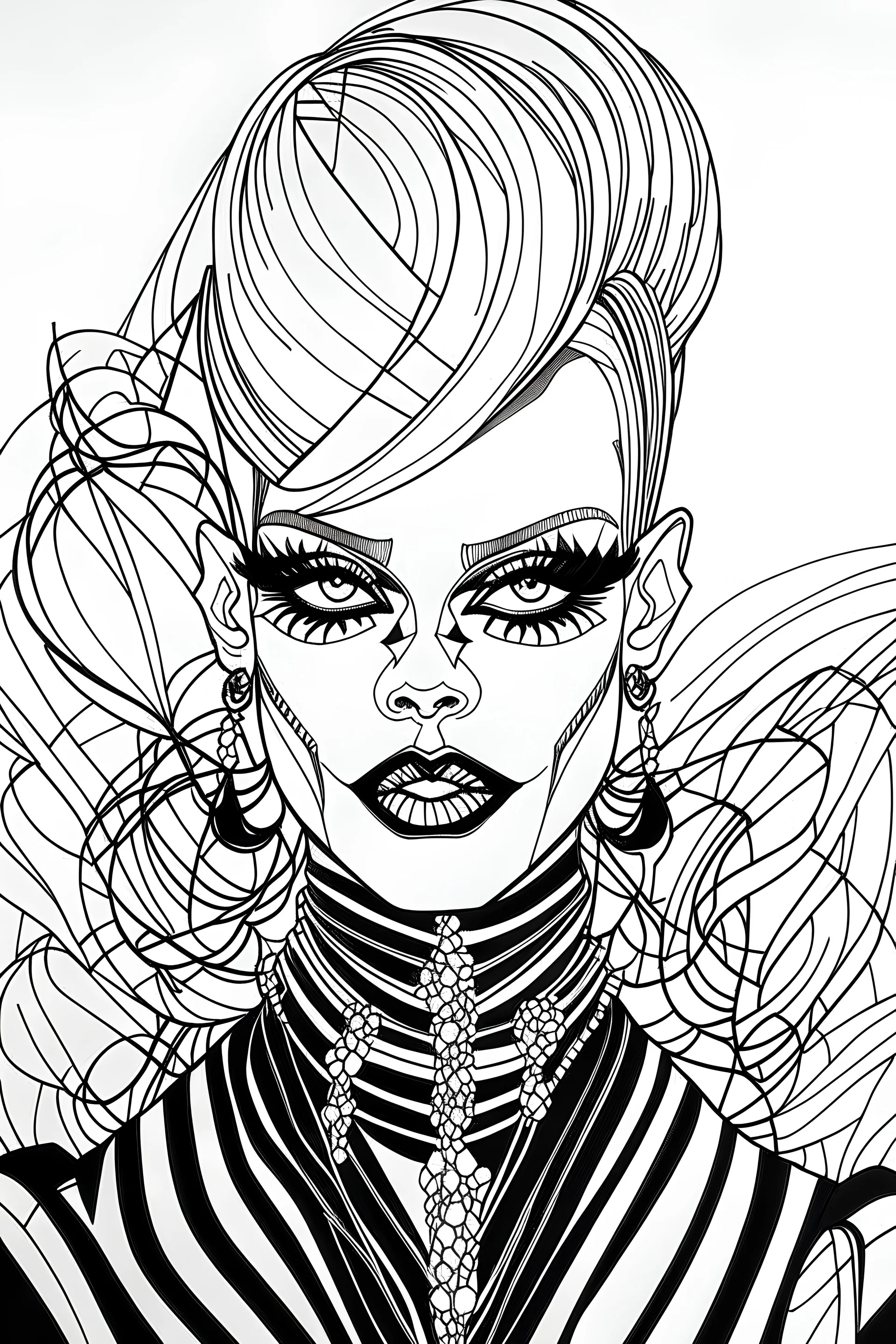 IMAGE OF BLACK LINES WITH WHITE BACKGROUND, DRAWING BY RUPAUL DRAG