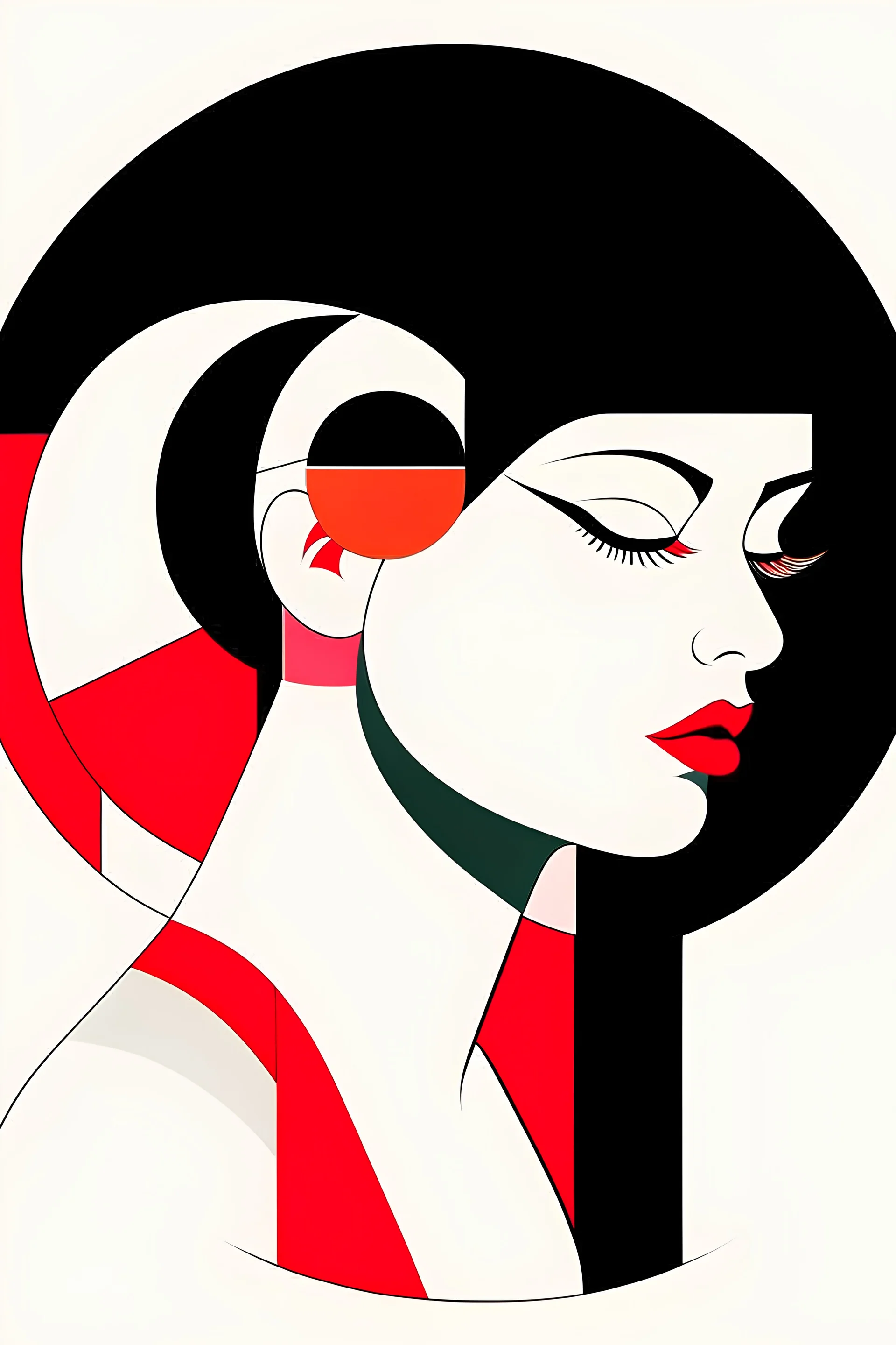 beautiful woman, abstract minimal, bauhaus