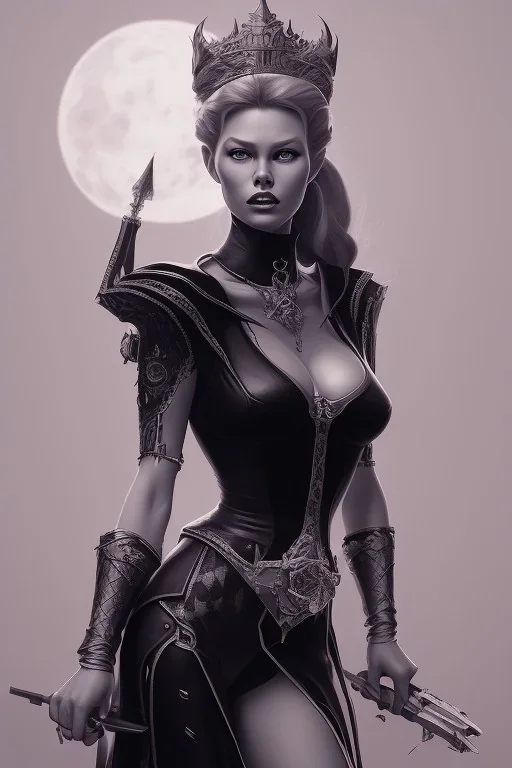 Brigitte Bardot as evil queen in black leather, leather, busty, cleavage, angry, stern look. character design by cory loftis, fenghua zhong, ryohei hase, ismail inceoglu and ruan jia. unreal engine 5, artistic lighting, highly detailed, photorealistic, fantasy.