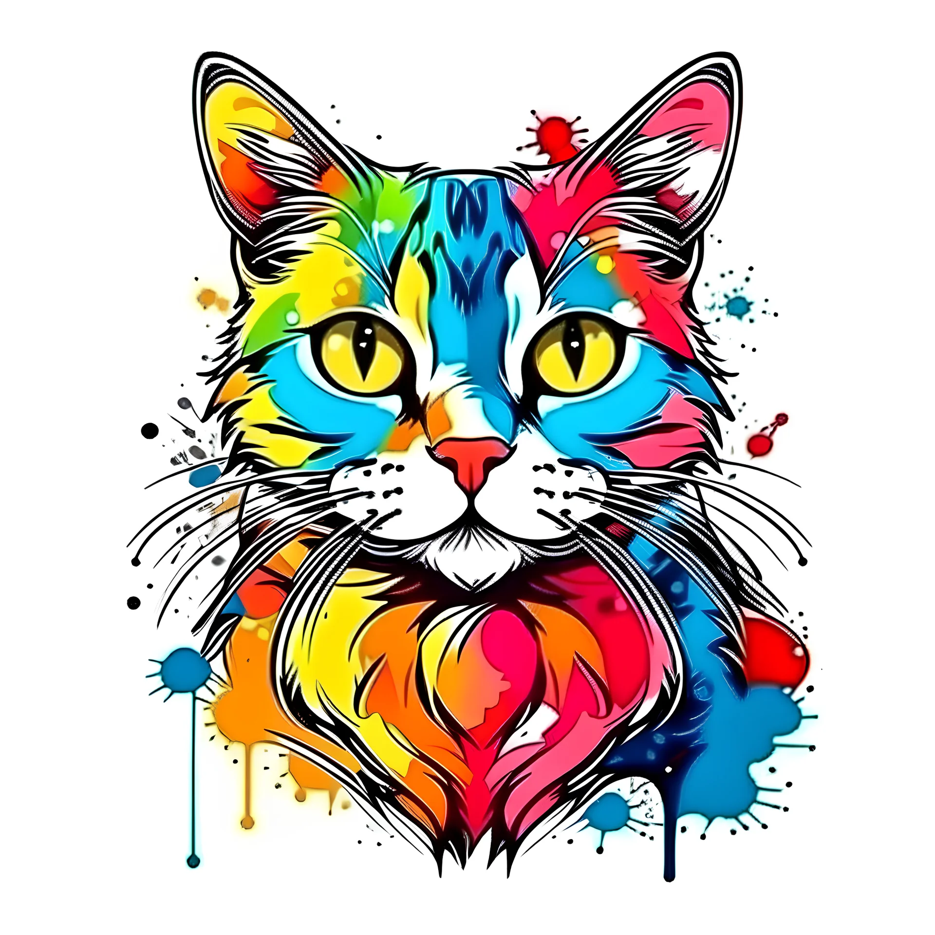Cute Colorful Cat t-shirt on a white background