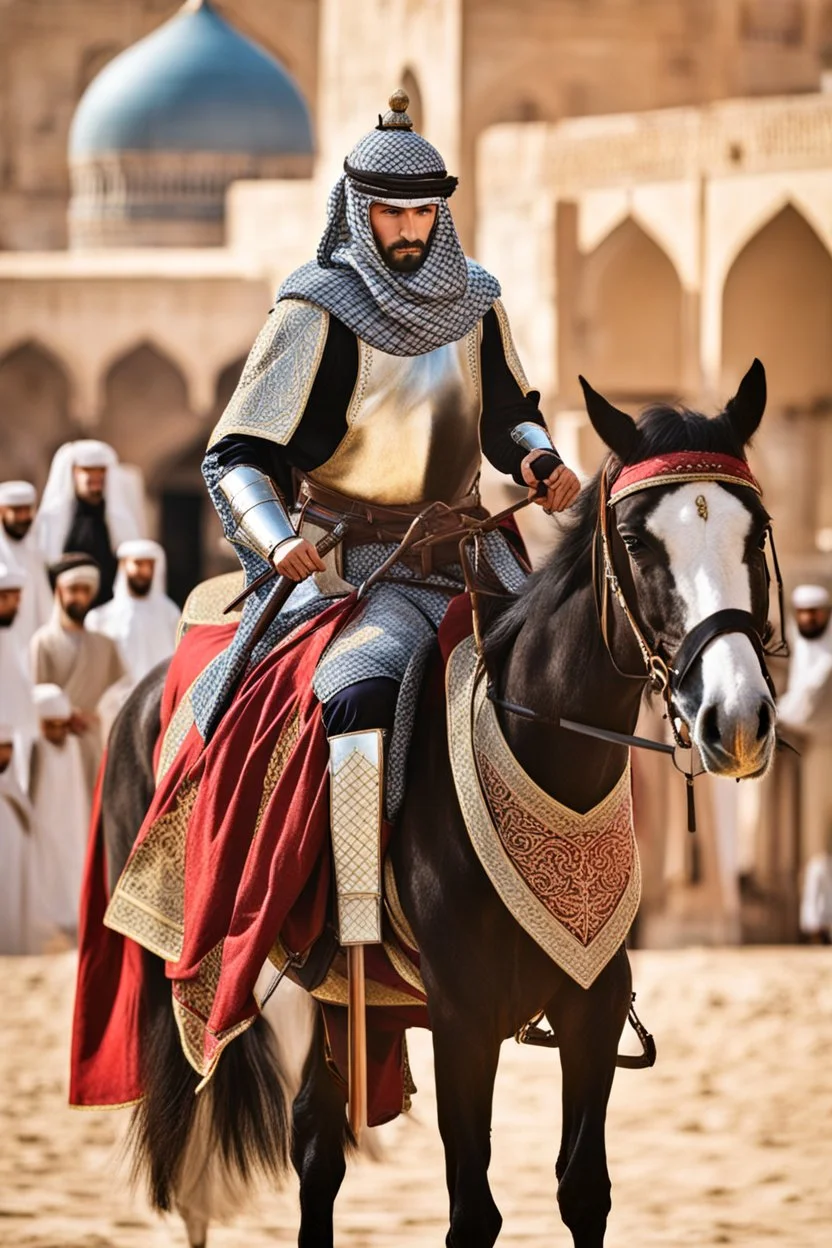 Knight assasin islamic arabian clothes on horse