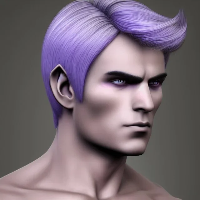 Dark Elf Male White Hair Lavender Eyes