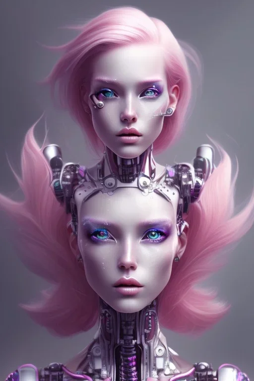 cyborg, pink hair,seven , perfekt eye, real, dream