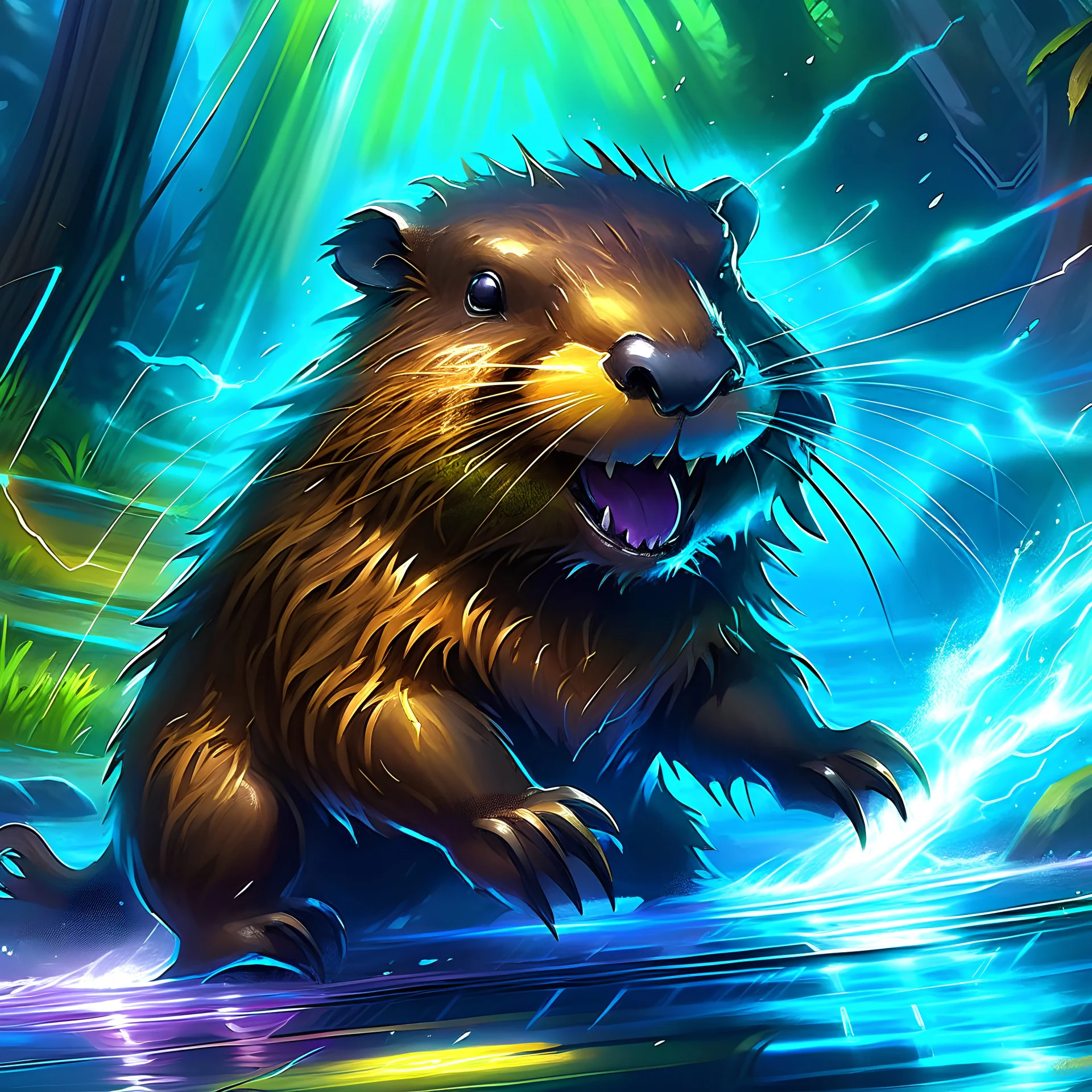 Electric Beaver Storm Spirit Fantasy Splash Art