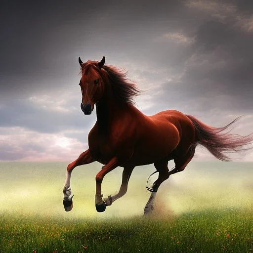 horse full body field background