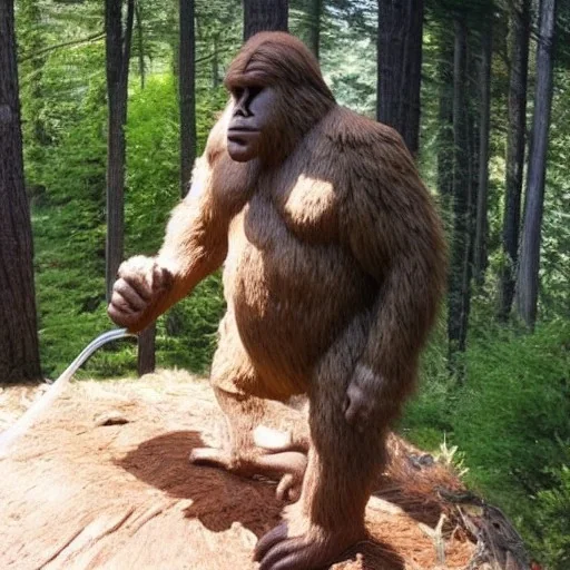 Bigfoot smoking a bong