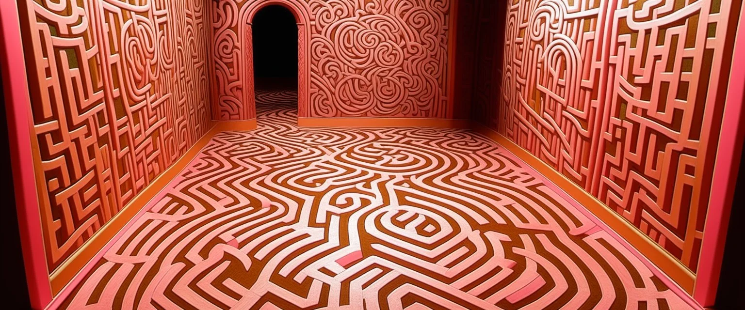 A light pink labyrinth with a magical maze painted by Henri Matisse
