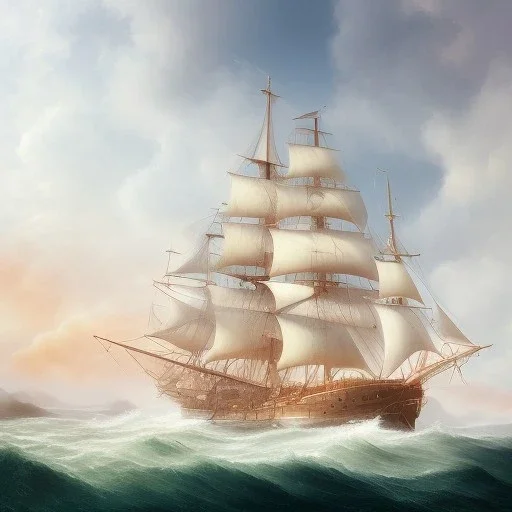 ship in waterfall