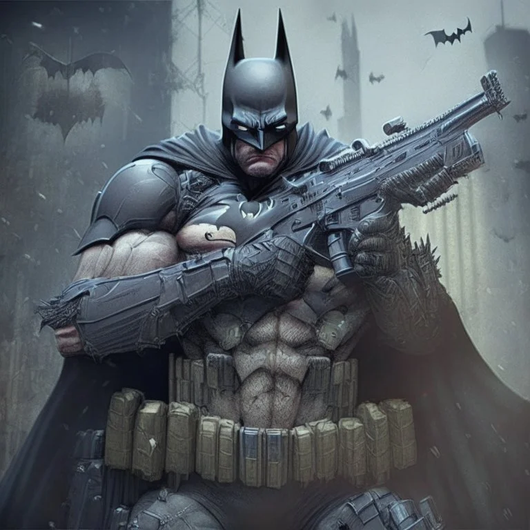 Evil Batman armed with Assault rifle