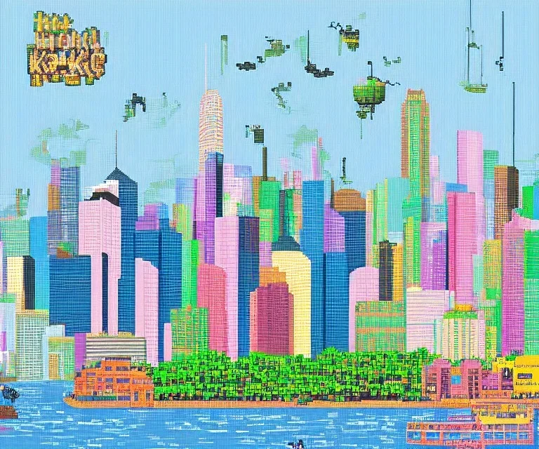 pixel art Hong Kong skyline